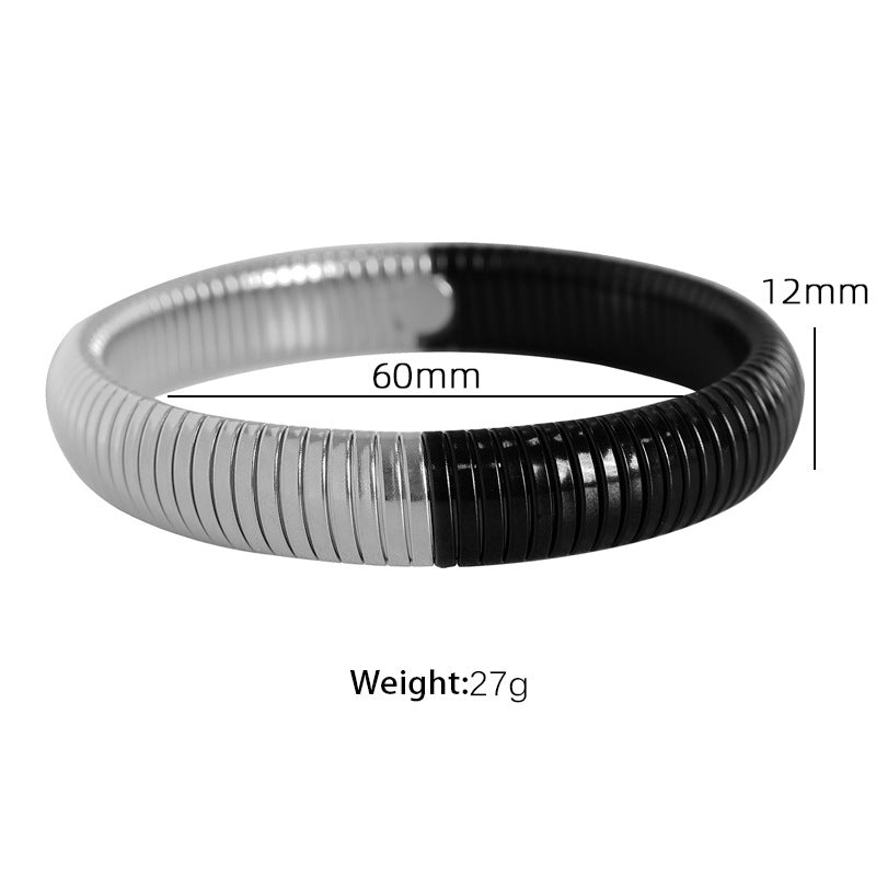 TITANIUM STEEL COLOR-BLOCKED WIDE FACE~ BANGLE