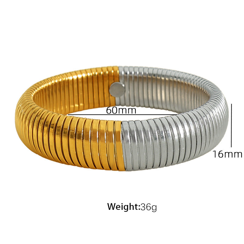 TITANIUM STEEL COLOR-BLOCKED WIDE FACE~ BANGLE