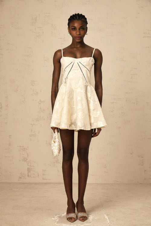 CHICSHEI white floral-jacquard mini dress