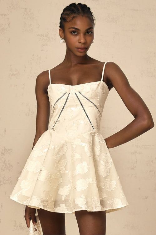 CHICSHEI white floral-jacquard mini dress