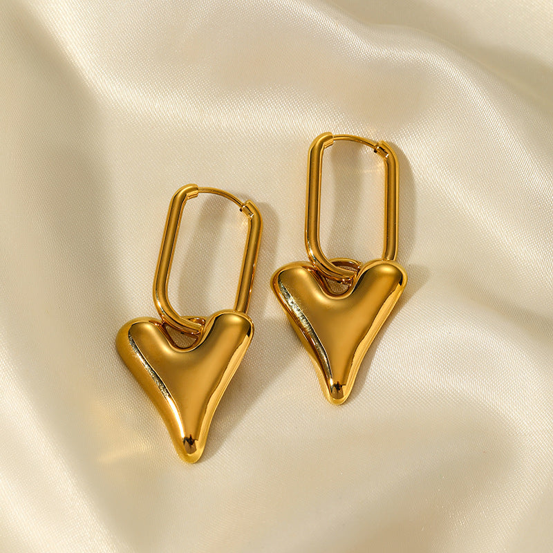 GLOSSY HEART HOOP EARRINGS