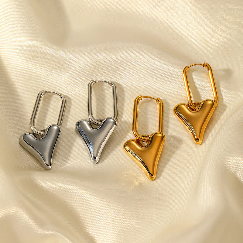 GLOSSY HEART HOOP EARRINGS