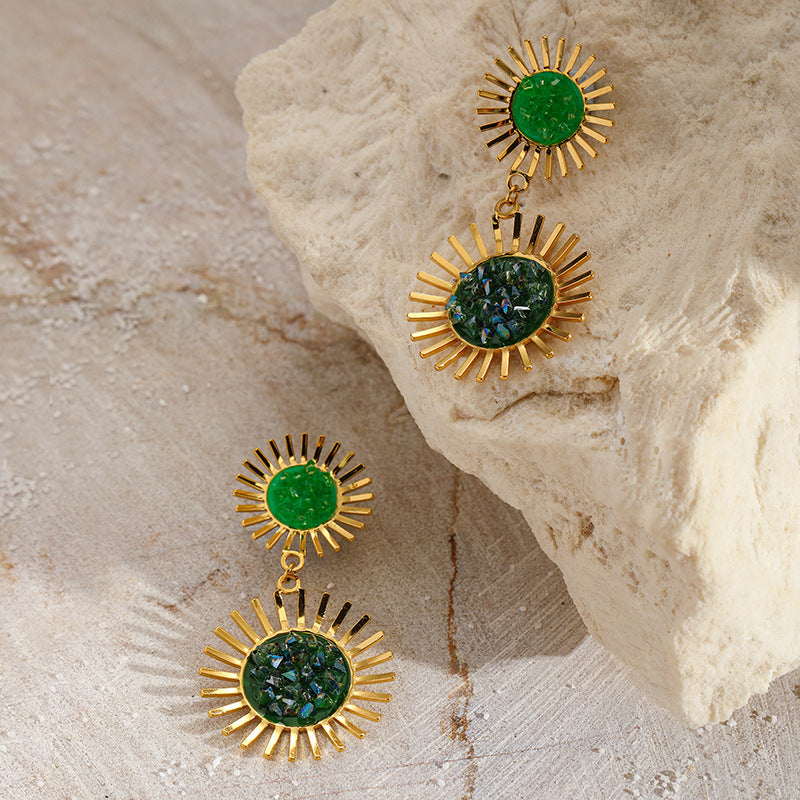 GEMSTONE SUN SHAPE EARRING