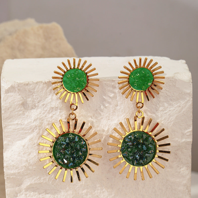 GEMSTONE SUN SHAPE EARRING