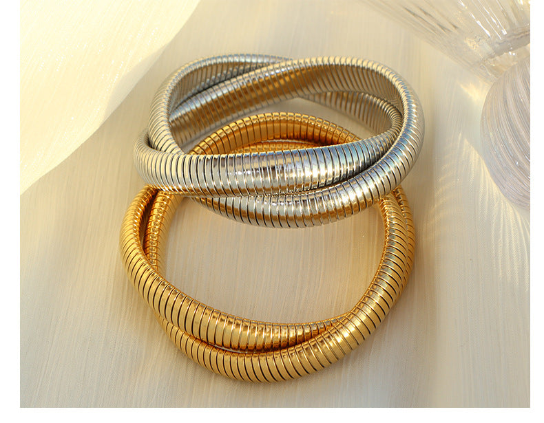 Elegant Coiled Bracelets – Gold & Silver Glam