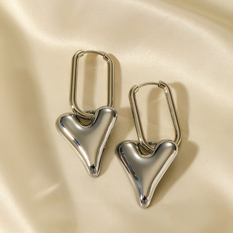 GLOSSY HEART HOOP EARRINGS