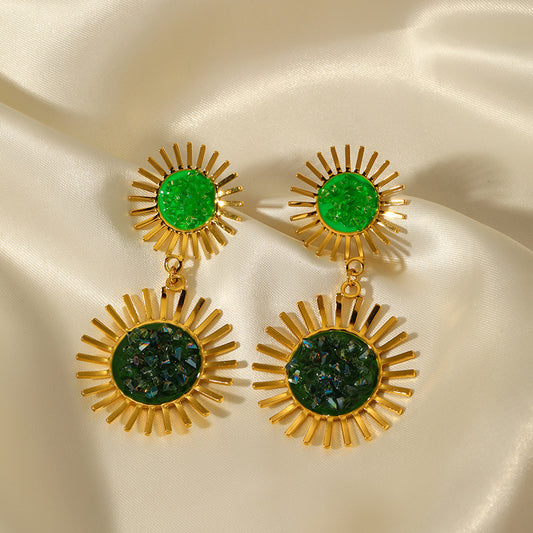 GEMSTONE SUN SHAPE EARRING