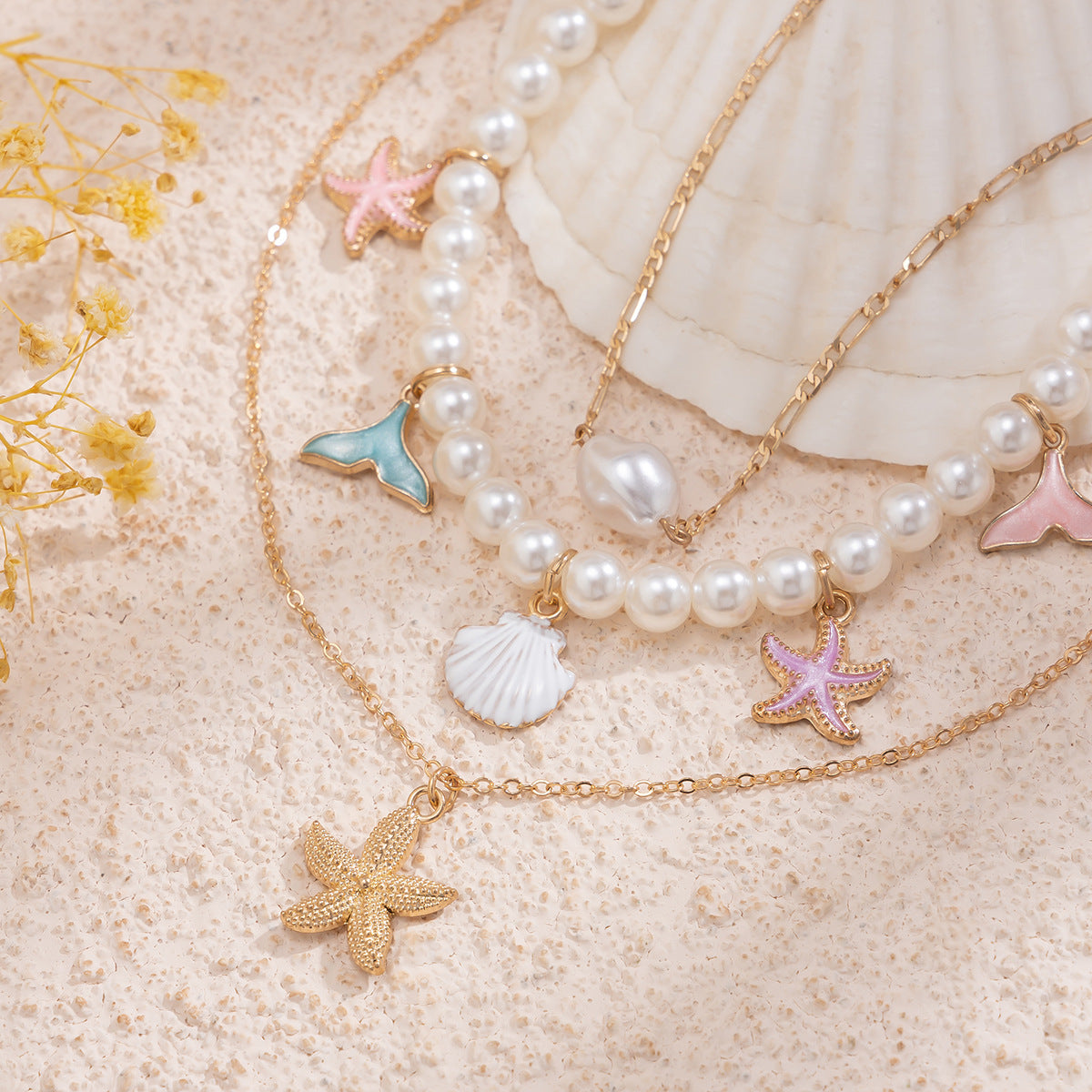 PEARL NECKLACE STARFISH SHELL