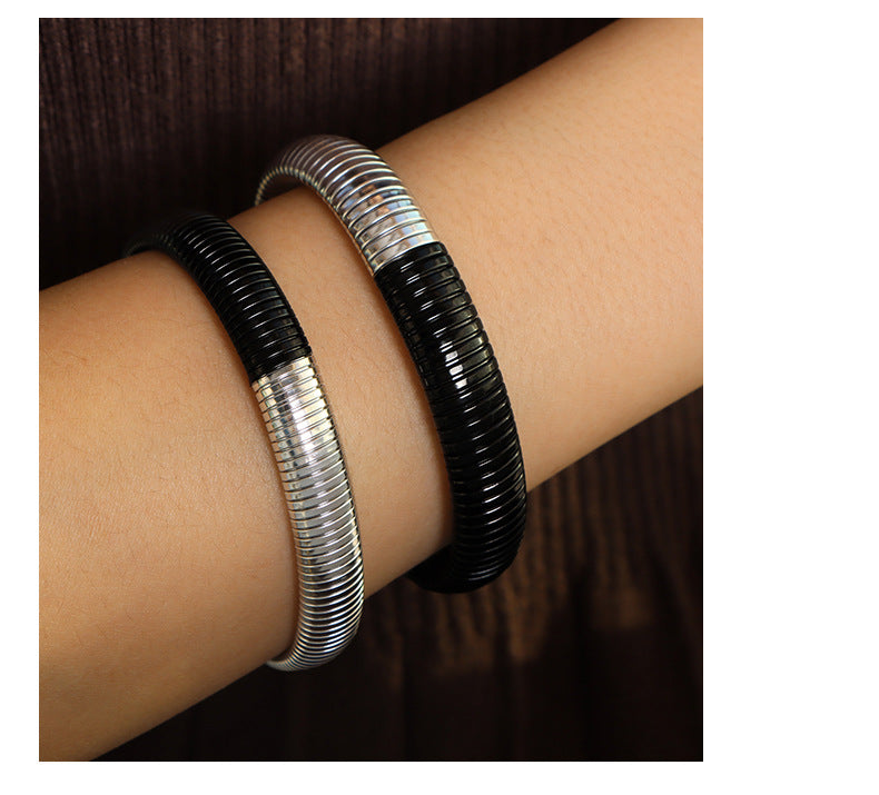 TITANIUM STEEL COLOR-BLOCKED WIDE FACE~ BANGLE