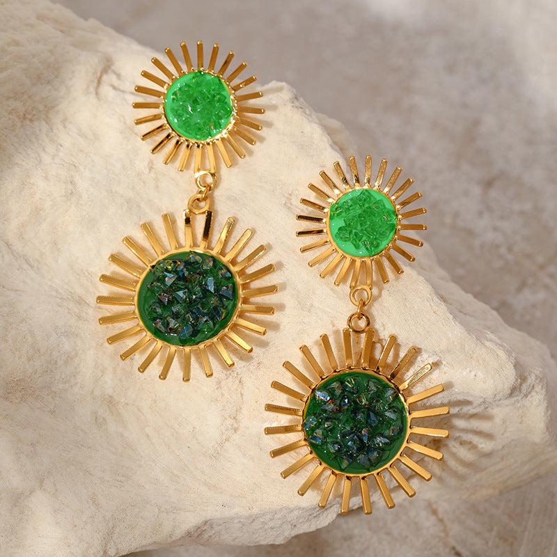 GEMSTONE SUN SHAPE EARRING