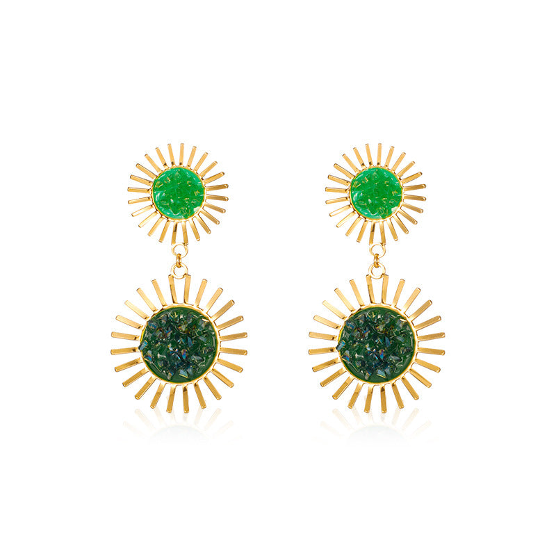 GEMSTONE SUN SHAPE EARRING