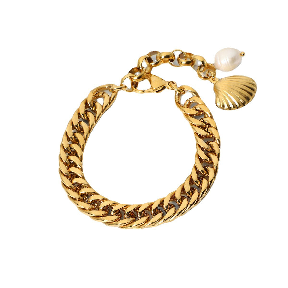 18K GOLD PLATED CUBAN PEARL BRACELET